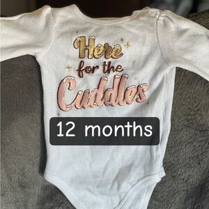 White and Pink Kids One Piece - 'Here for the Cuddles'